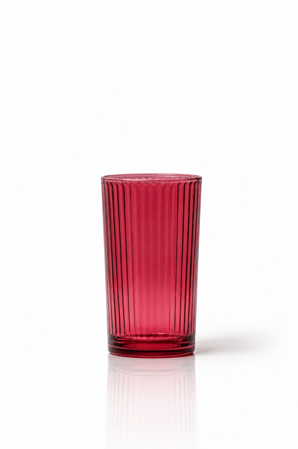 Magenta Ribbed Glass Tumbler
